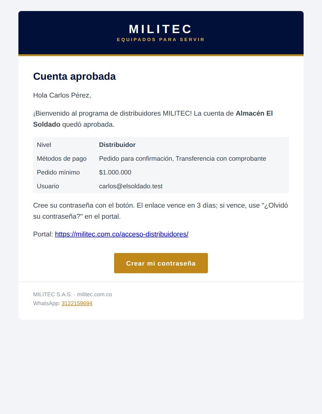 Correo de aprobación
