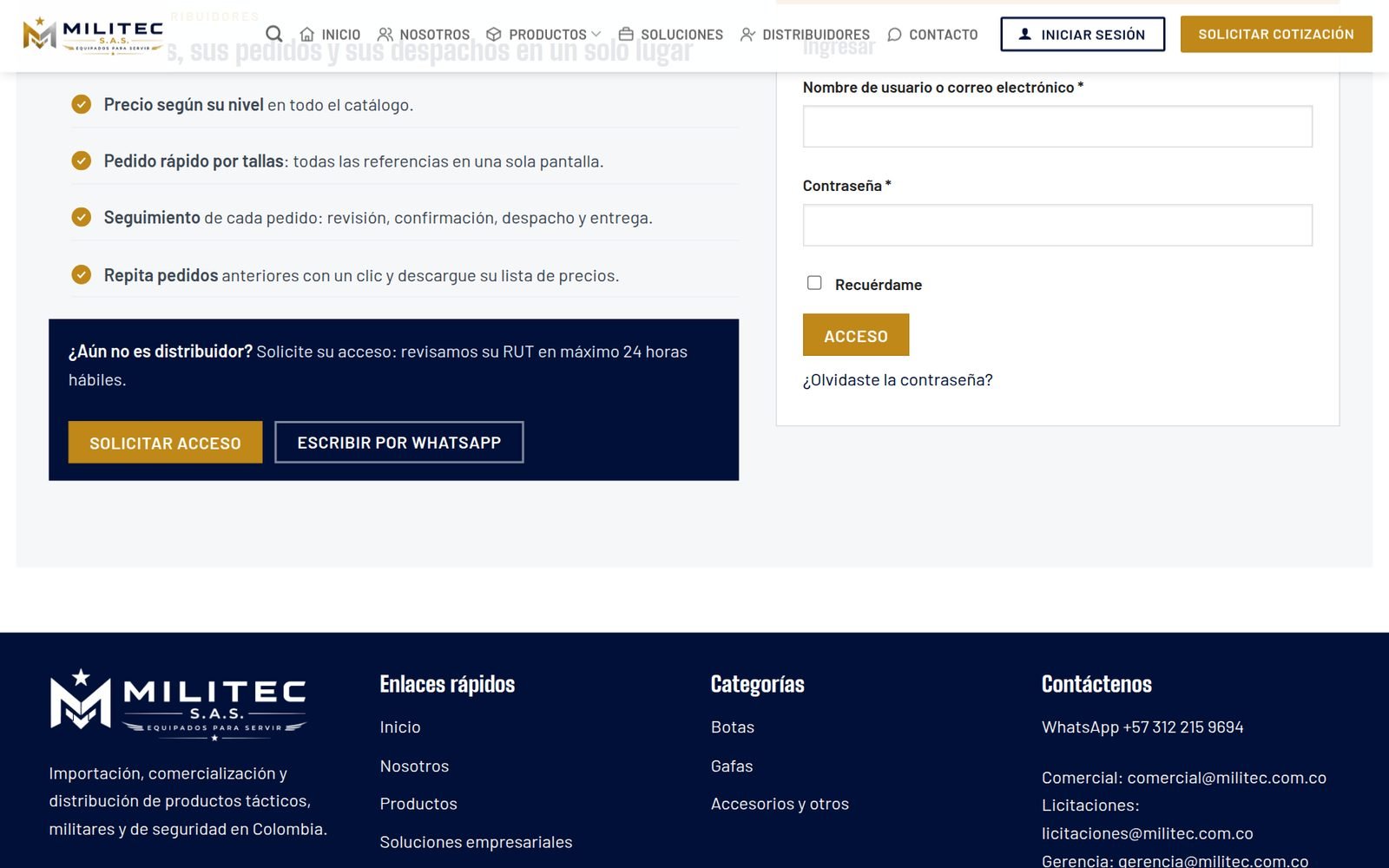 Pantalla de ingreso