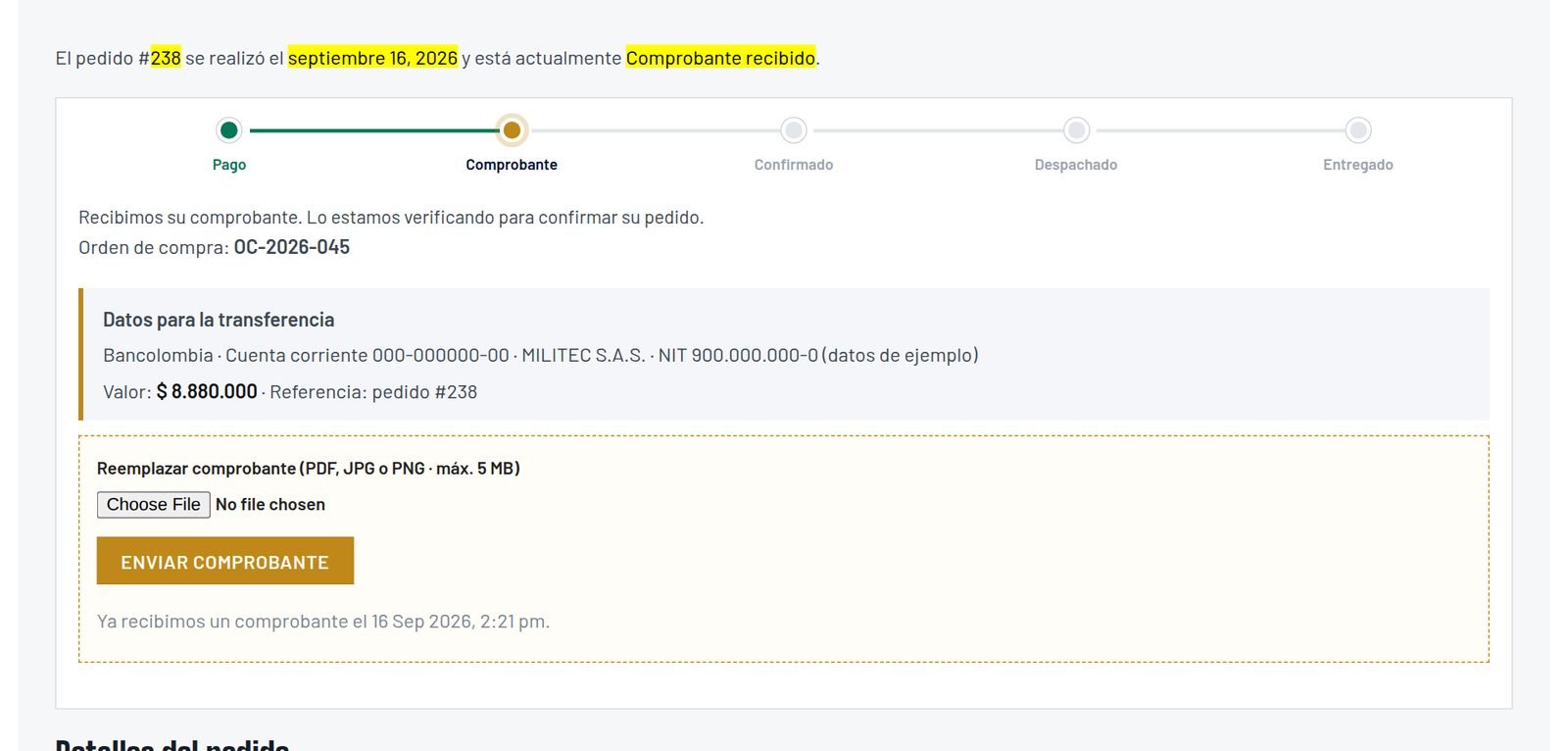 Seguimiento del pedido